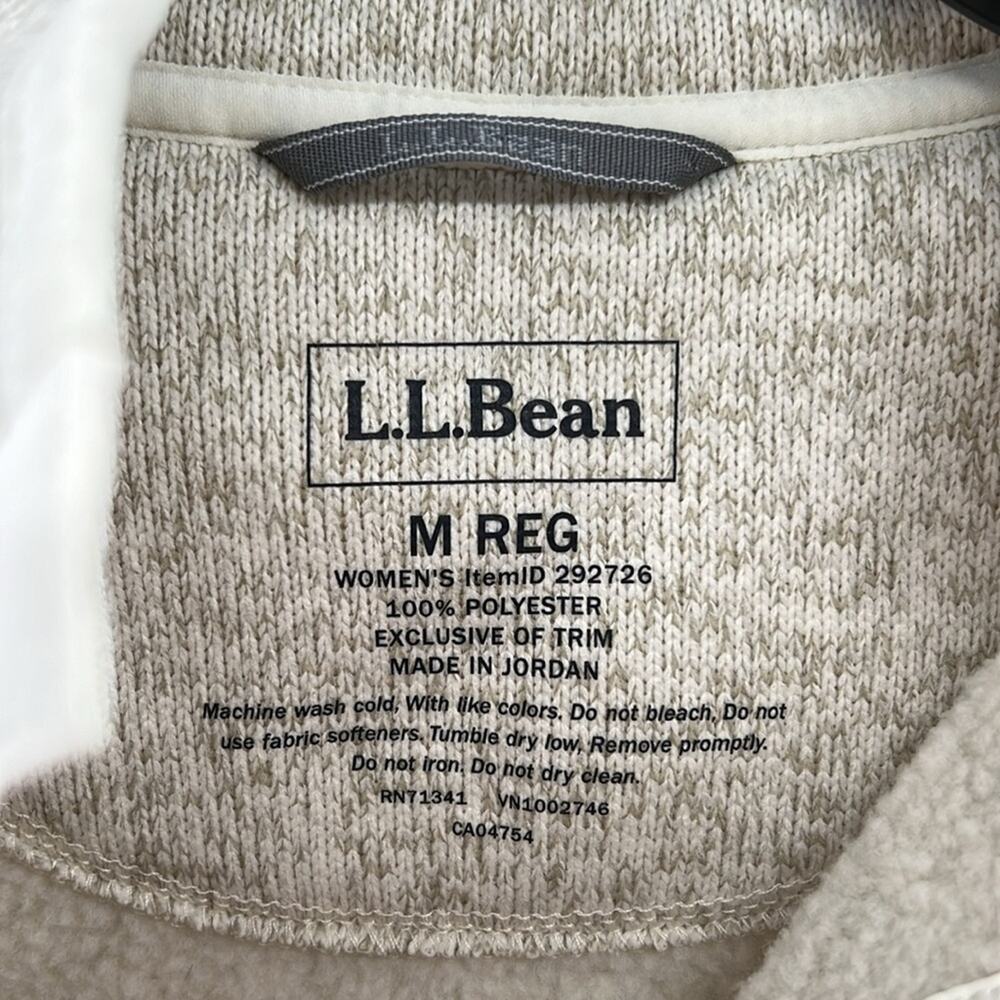 L.L. Bean Women's Sweater Fleece Pullover - Tan/White - Medium - Picture 3 of 5